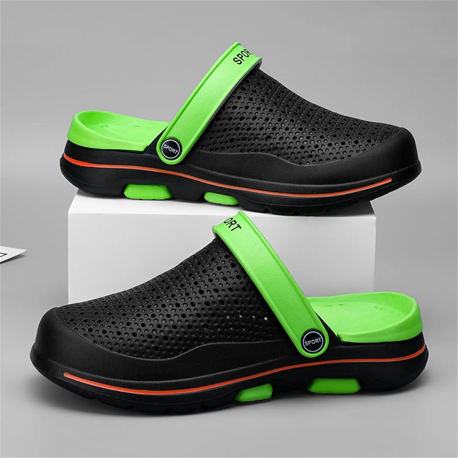 FLIOZY Mens Casual Sandals Breathable Mesh Walking Mules Sneakers Open Back Slip On Shoes Quick-Dry Slippers