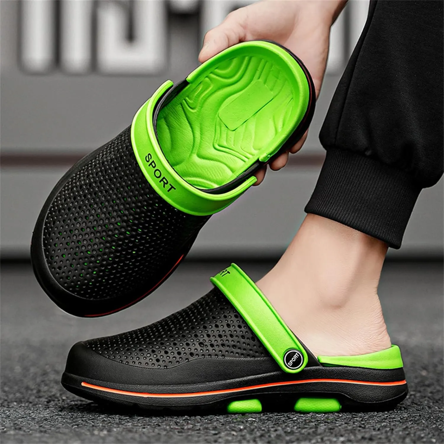 FLIOZY Mens Casual Sandals Breathable Mesh Walking Mules Sneakers Open Back Slip On Shoes Quick-Dry Slippers