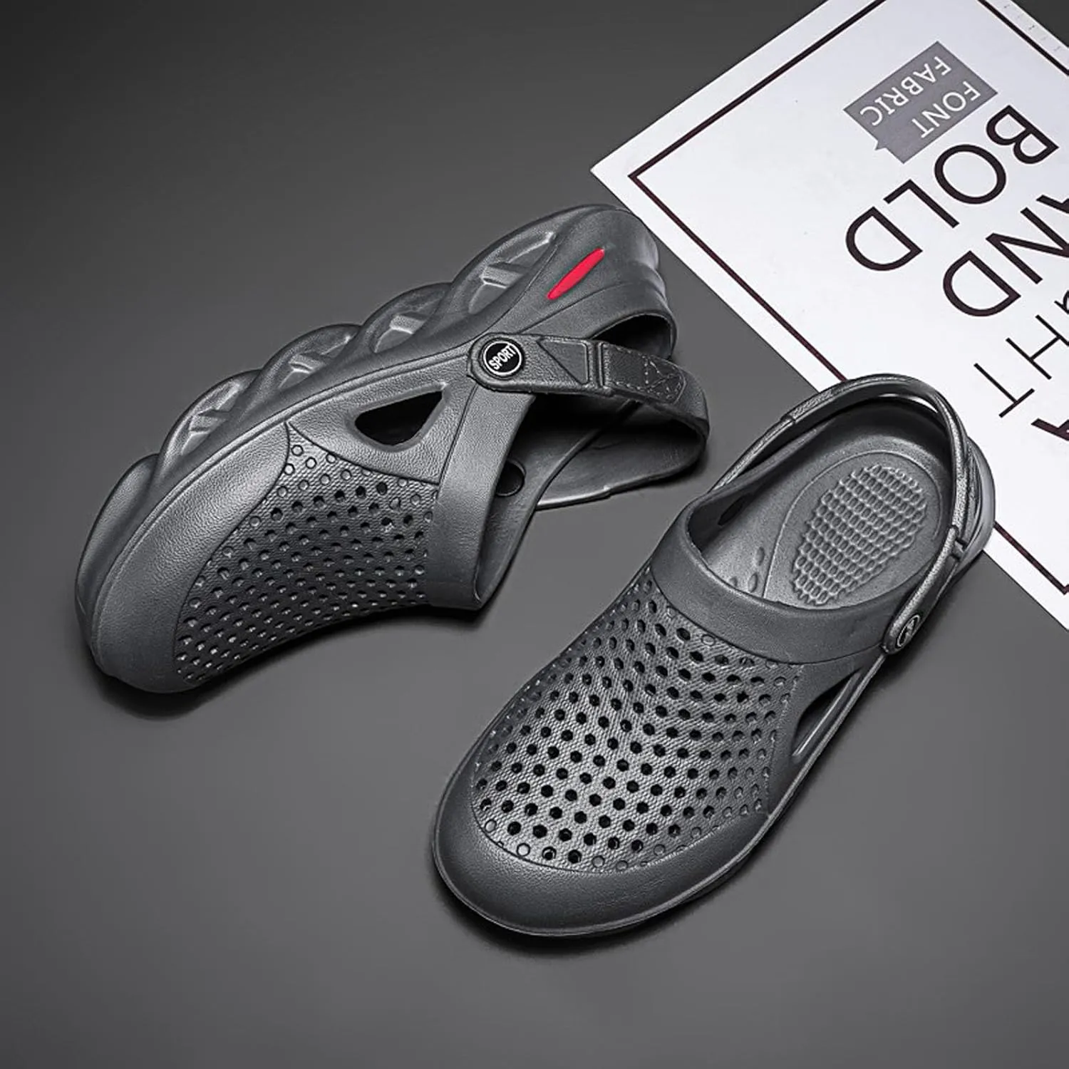 FLIOZY Mens Casual Sandals Breathable Mesh Walking Mules Sneakers Open Back Slip On Shoes Quick-Dry Slippers