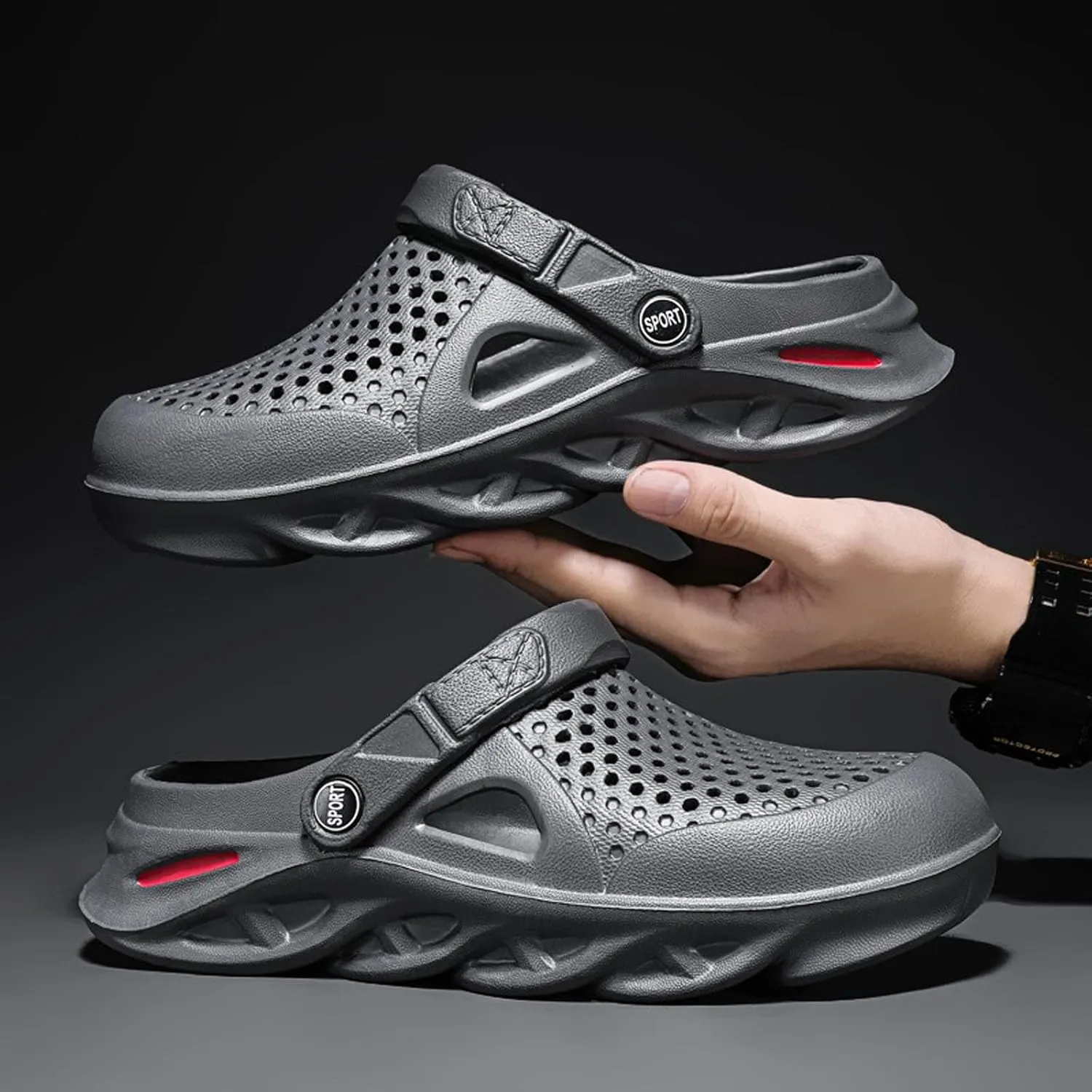 FLIOZY Mens Casual Sandals Breathable Mesh Walking Mules Sneakers Open Back Slip On Shoes Quick-Dry Slippers