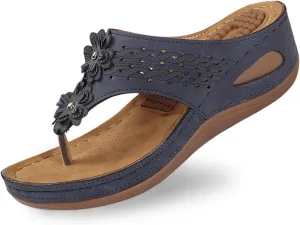 Flip Flops for Women Casual Wedge Slide Sandals T Strap Arch Support Sandals Summer Orthopedic Flip Flops