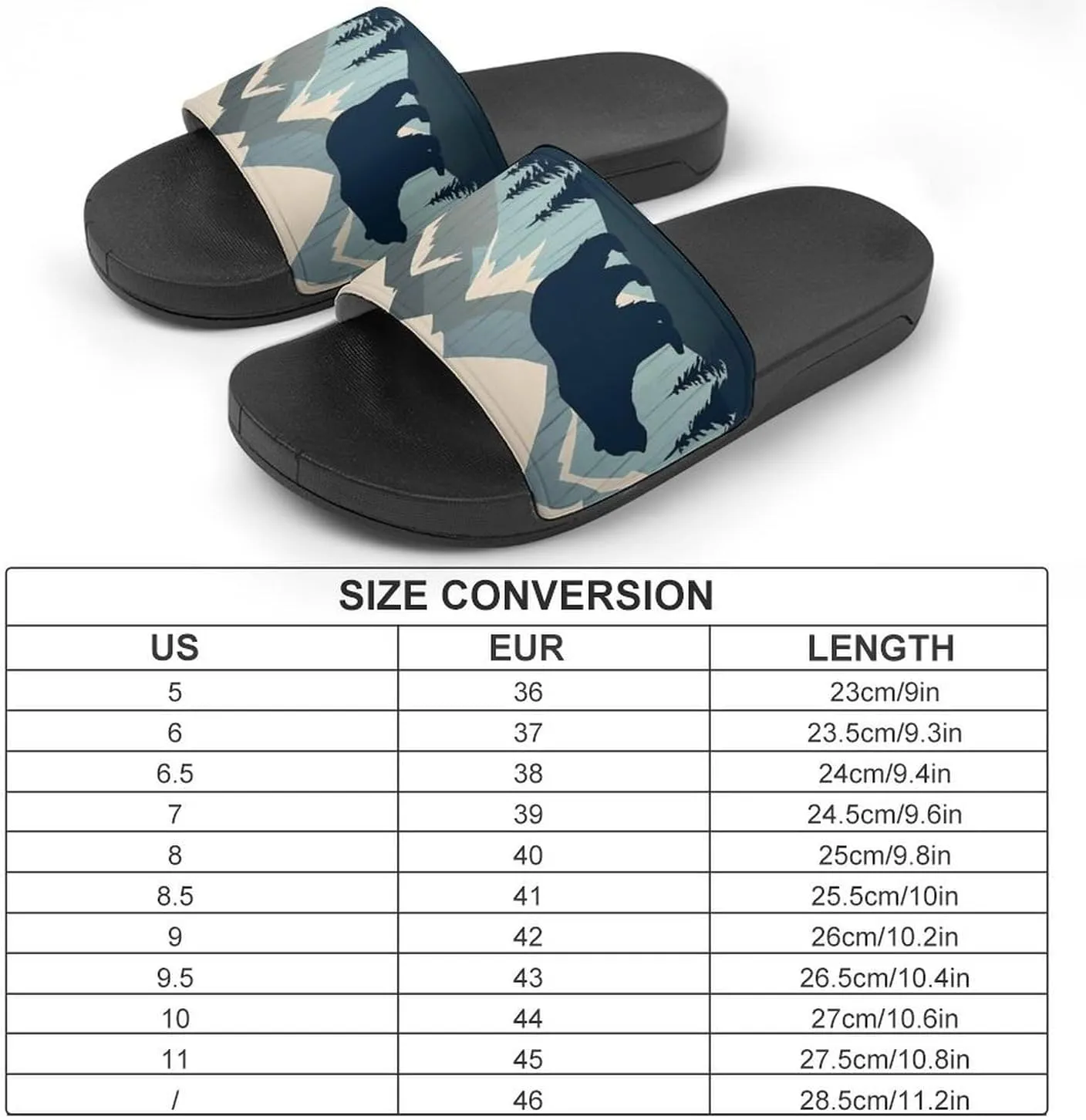 Forests Landscape Bears Mountains Lumbar Non Slip Slides Sandals for Women Men Quick Drying Shower Shoes for Bathroom Pool Beach