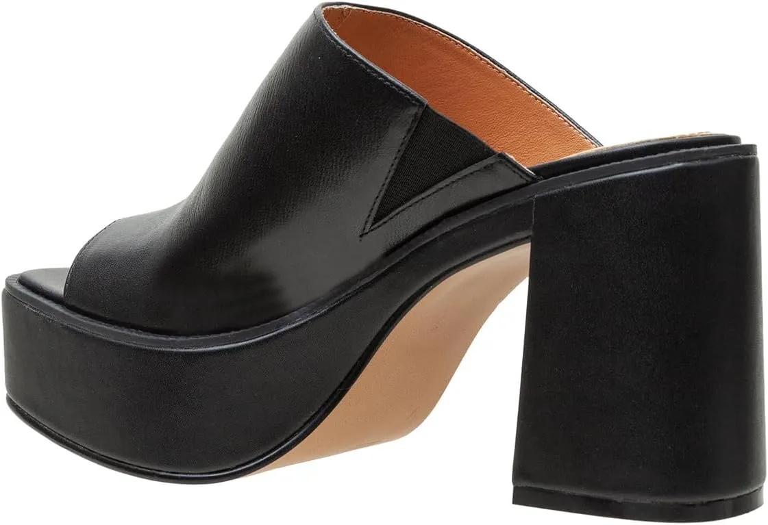 FOWT Women Open Toe Block High Heel Platform Mules Slip On Fashion Party Evening Dressy Slipper Shoes Size 4-16 US
