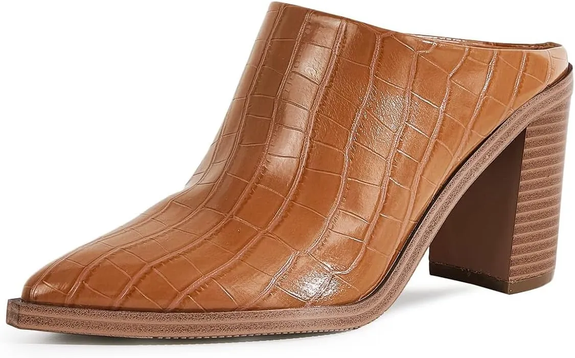 FOWT Women Pointed Toe Slip On Mules Stacked Block High Heel Sandal Comfortable Daily Party Nightclub Proms Shoes Size 4-16 US