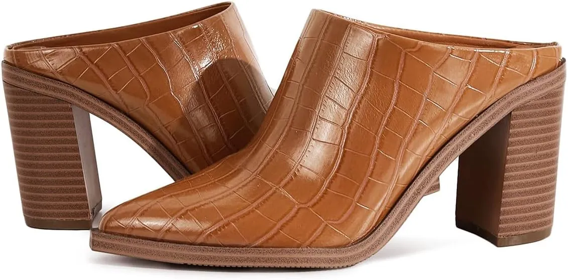 FOWT Women Pointed Toe Slip On Mules Stacked Block High Heel Sandal Comfortable Daily Party Nightclub Proms Shoes Size 4-16 US