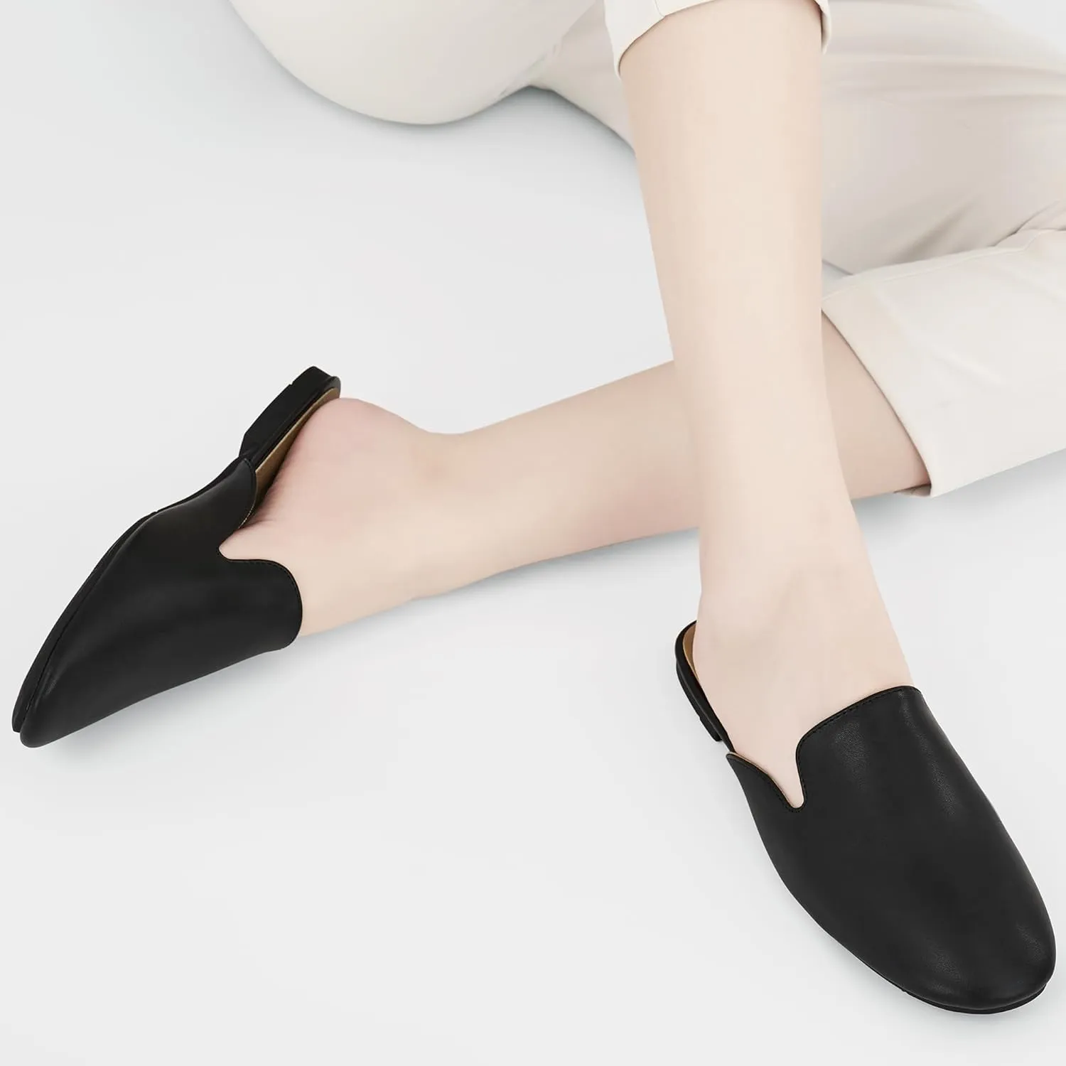 FUDYNMALC Mules for Women Flats Comfortable Round Toe Womens Mules Shoes Breathable Slip On Backless Slide Loafers for Women