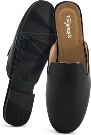 FUDYNMALC Mules for Women Flats Comfortable Round Toe Womens Mules Shoes Breathable Slip On Backless Slide Loafers for Women
