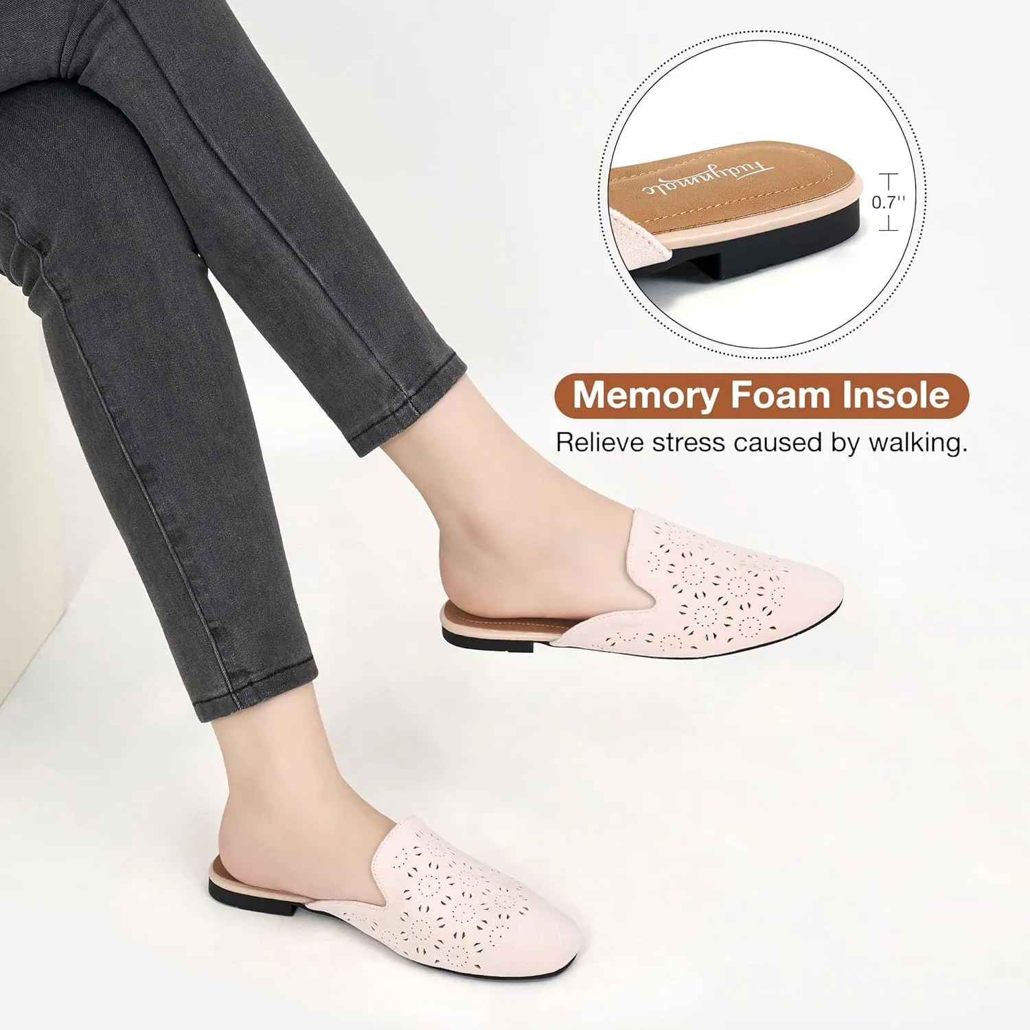 FUDYNMALC Womens Mules Flats Shoes: Casual Closed Toe Suede Backless Loafers Comfortable Dressy Slip-on Slides Footwear