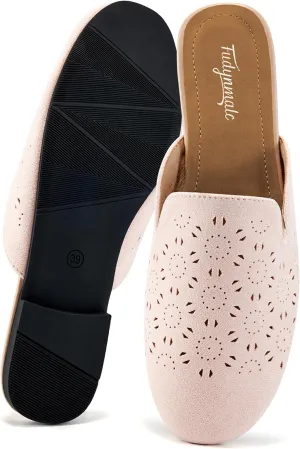 FUDYNMALC Womens Mules Flats Shoes: Casual Closed Toe Suede Backless Loafers Comfortable Dressy Slip-on Slides Footwear