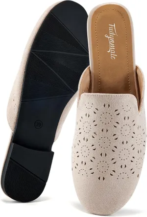 FUDYNMALC Womens Mules Flats Shoes: Casual Closed Toe Suede Backless Loafers Comfortable Dressy Slip-on Slides Footwear