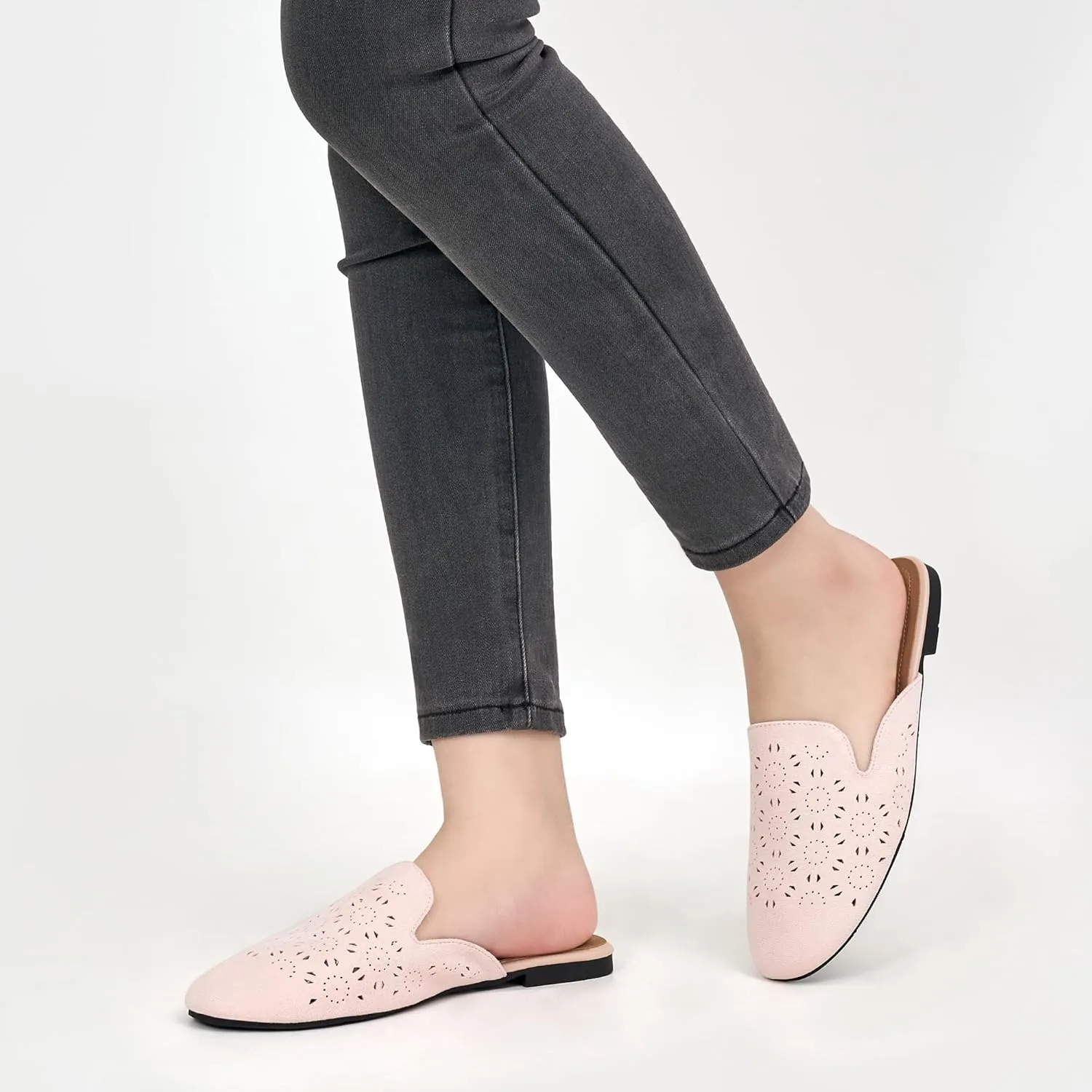 FUDYNMALC Womens Mules Flats Shoes: Casual Closed Toe Suede Backless Loafers Comfortable Dressy Slip-on Slides Footwear