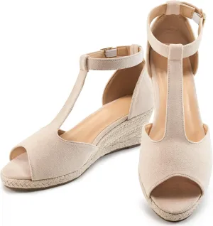 FUDYNMALC Womens Sandals Wedge Heels: Summer Dressy Espadrilles Platforms Shoes Casual Comfortable Open Toe Walking Footwear
