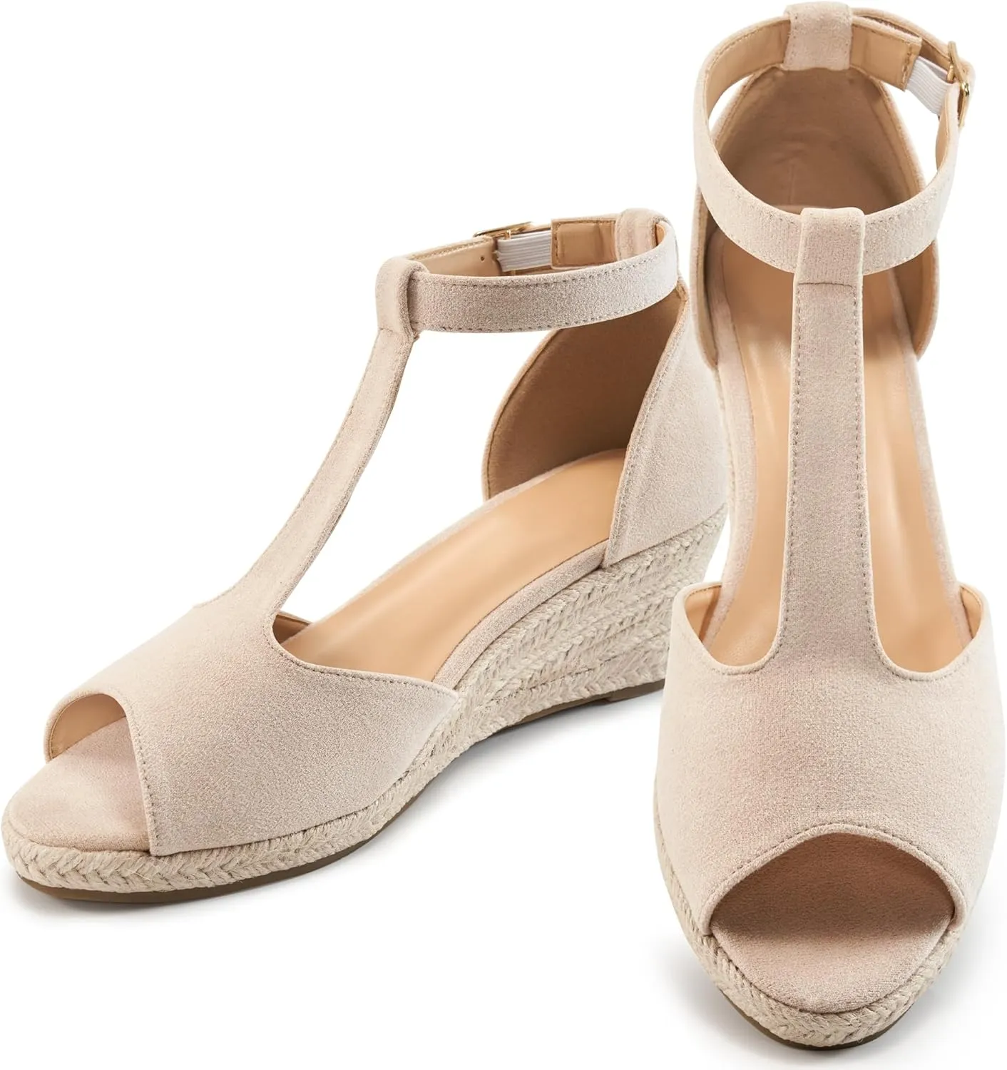 FUDYNMALC Womens Sandals Wedge Heels: Summer Dressy Espadrilles Platforms Shoes Casual Comfortable Open Toe Walking Footwear