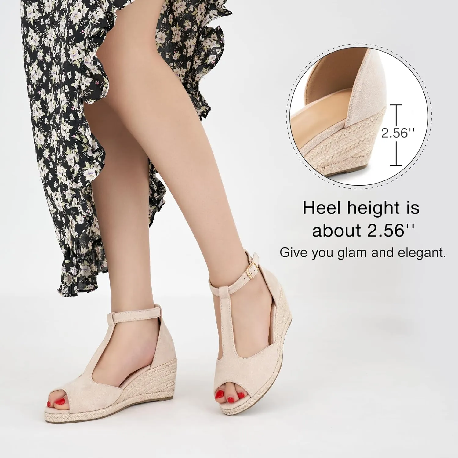 FUDYNMALC Womens Sandals Wedge Heels: Summer Dressy Espadrilles Platforms Shoes Casual Comfortable Open Toe Walking Footwear