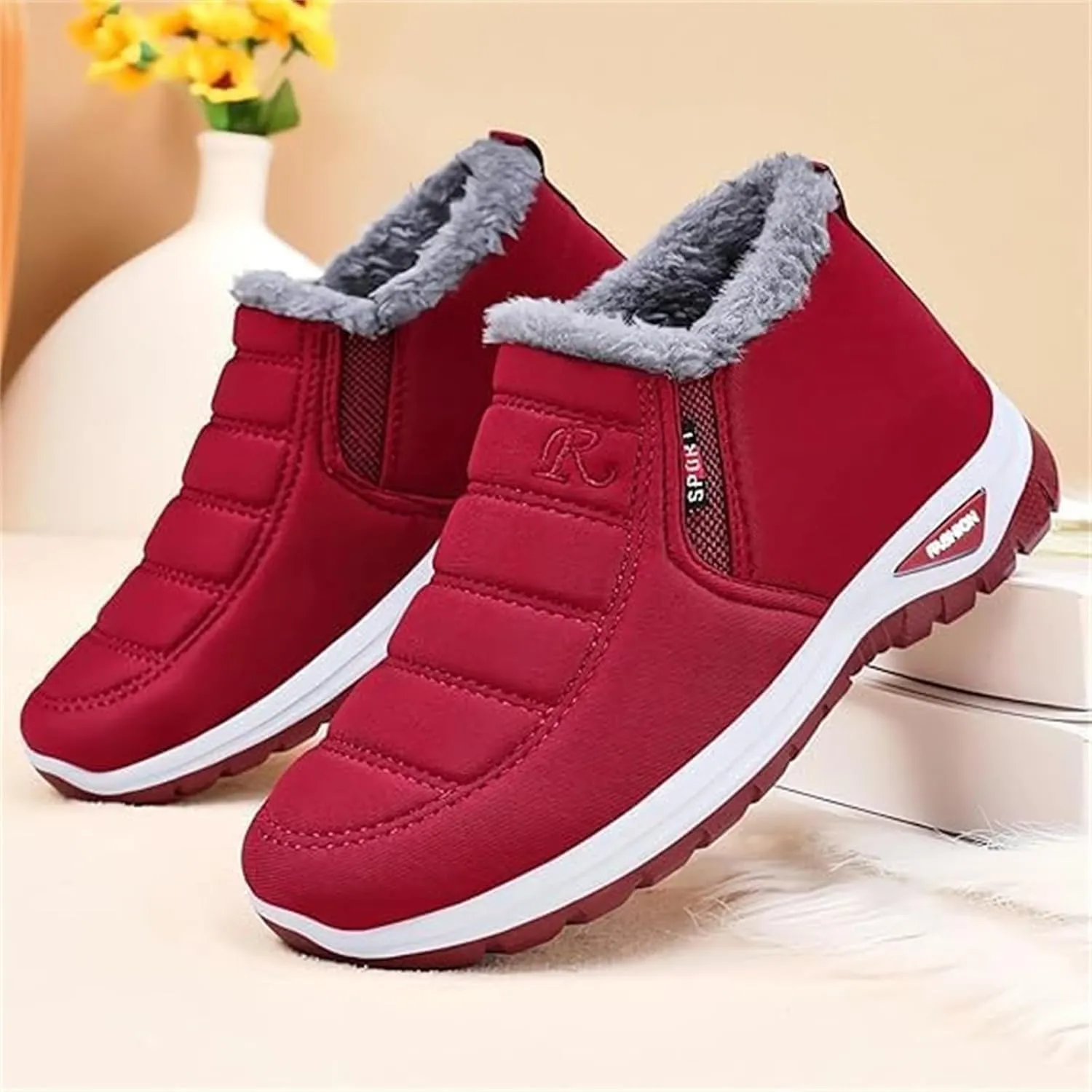 Fumettin Sheepskin Lined Boots, Fumettin Boots, New Men Women Warm Sheepskin-Lined Boots Waterproof Orthopedic Support