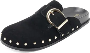 FUNKYMONKEY Women‘s Suede Rivet Mules Slip On Comfort Potato Shoes Suitable for Indoor and Outdoor