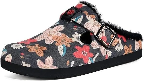 Fur Lined Clogs for Women Men | Suede Winter Slippers with Arch Support | Slip on Mules Potato Shoes with Removable Cushion Footbed | Warm Home House Shoes