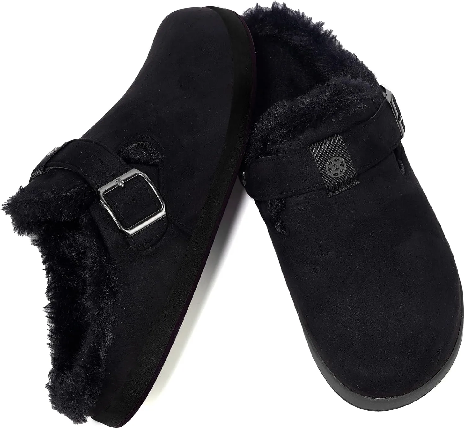 Fur Lined Clogs for Women Men | Suede Winter Slippers with Arch Support | Slip on Mules Potato Shoes with Removable Cushion Footbed | Warm Home House Shoes