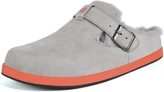 Fur Lined Clogs for Women Men | Suede Winter Slippers with Arch Support | Slip on Mules Potato Shoes with Removable Cushion Footbed | Warm Home House Shoes