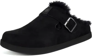 Fur Lined Clogs for Women Men | Suede Winter Slippers with Arch Support | Slip on Mules Potato Shoes with Removable Cushion Footbed | Warm Home House Shoes