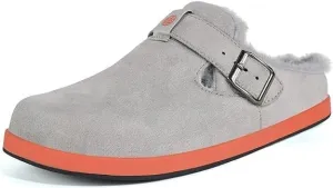 Fur Lined Clogs for Women Men | Suede Winter Slippers with Arch Support | Slip on Mules Potato Shoes with Removable Cushion Footbed | Warm Home House Shoes