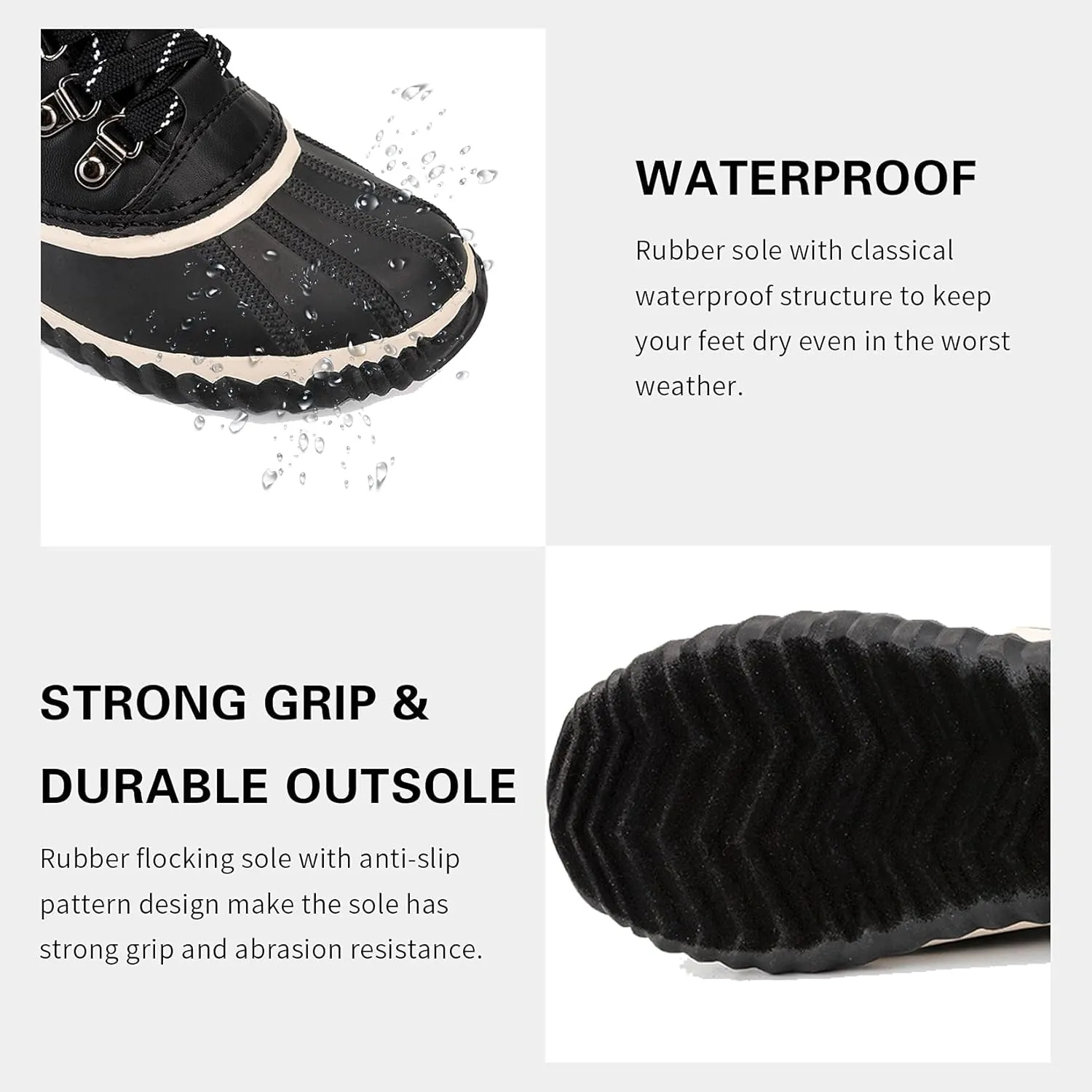 GAWBAW Womens Waterproof Winter Snow Boots - Warm Faux Fur Lined Lace up Duck Boots Ankle Rain Boots For Women