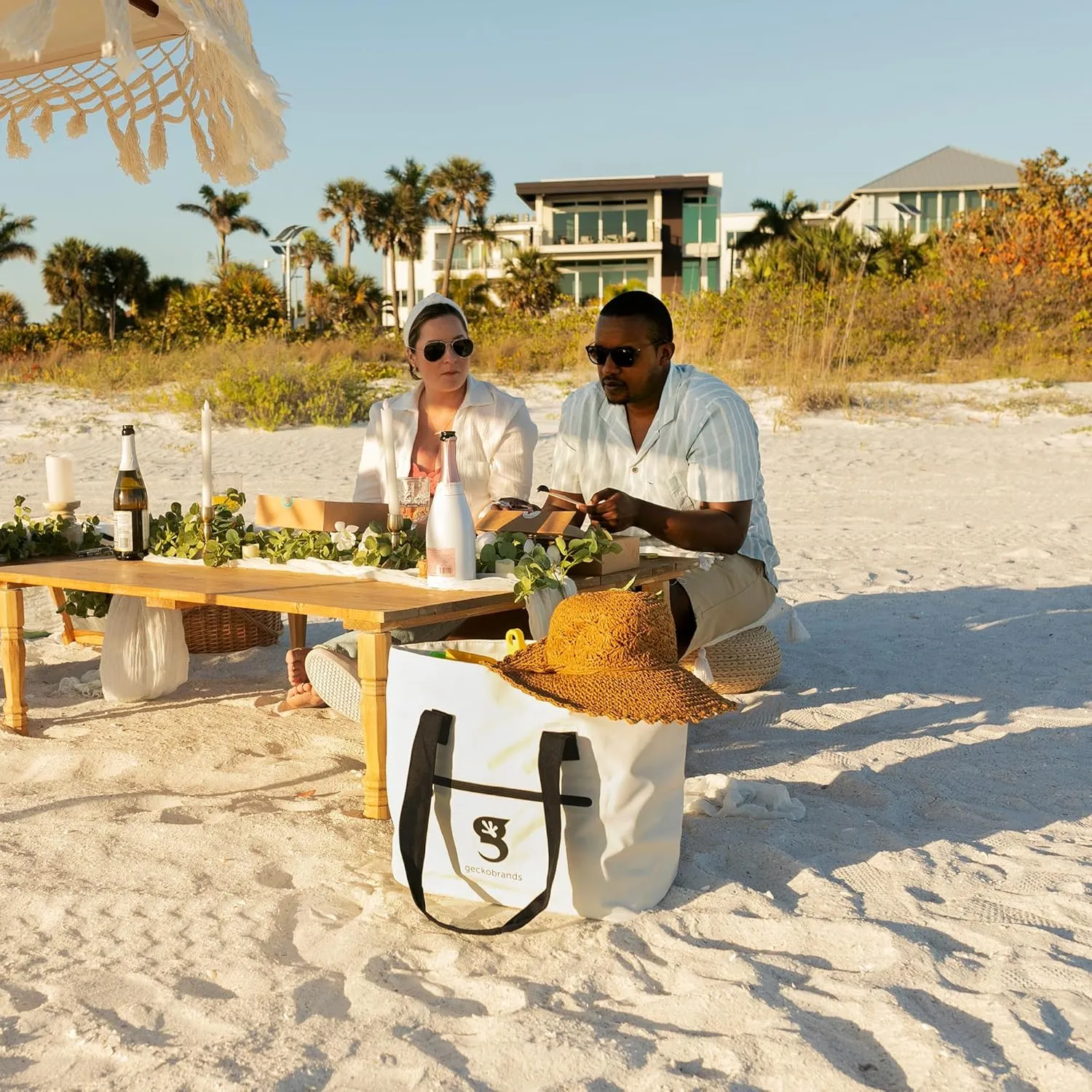 geckobrands Waterproof Escape Beach Tote – Spacious Travel Beach Bag with Hidden Pocket and Long Handles for Easy Carrying