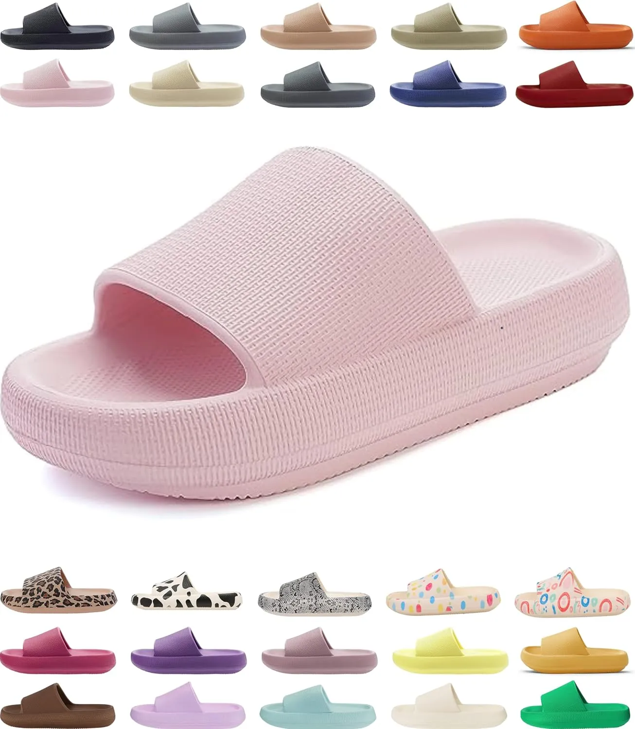 Genuine Pillow Slippers for Women and Men | House Slides Shower Sandals | Extremely Comfy | Cushioned Thick Sole | Cloud Slides | Lightweight Non-Slip Easy to Clean