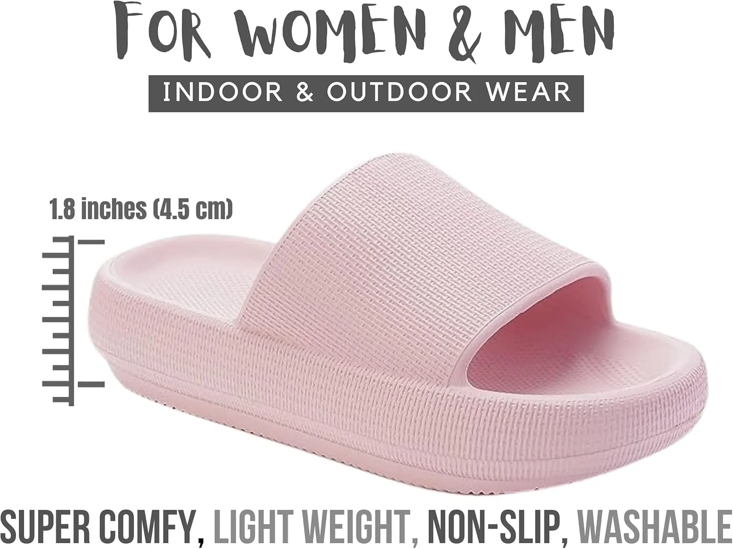 Genuine Pillow Slippers for Women and Men | House Slides Shower Sandals | Extremely Comfy | Cushioned Thick Sole | Cloud Slides | Lightweight Non-Slip Easy to Clean
