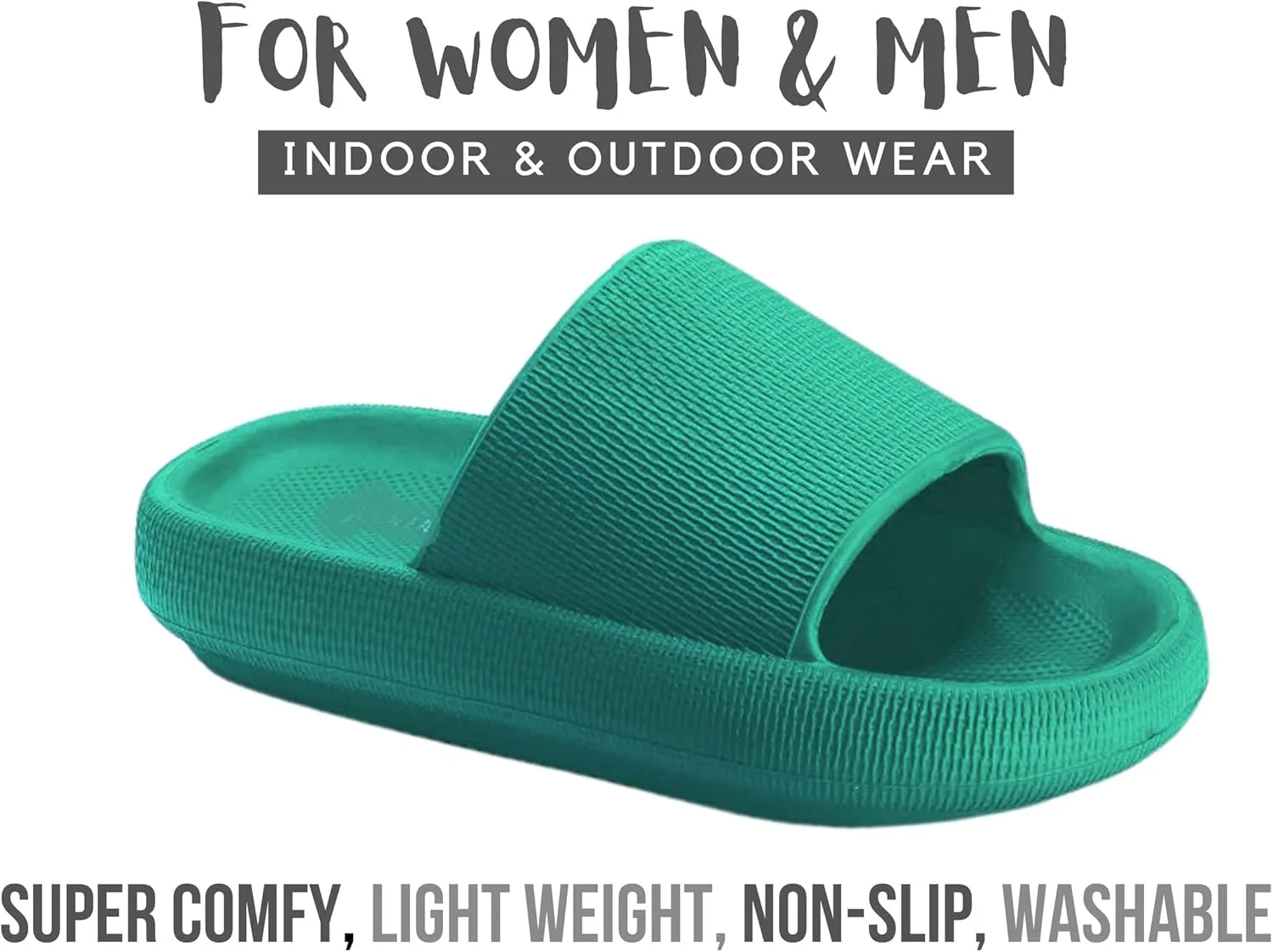 Genuine Pillow Slippers for Women and Men | House Slides Shower Sandals | Extremely Comfy | Cushioned Thick Sole | Cloud Slides | Lightweight Non-Slip Easy to Clean
