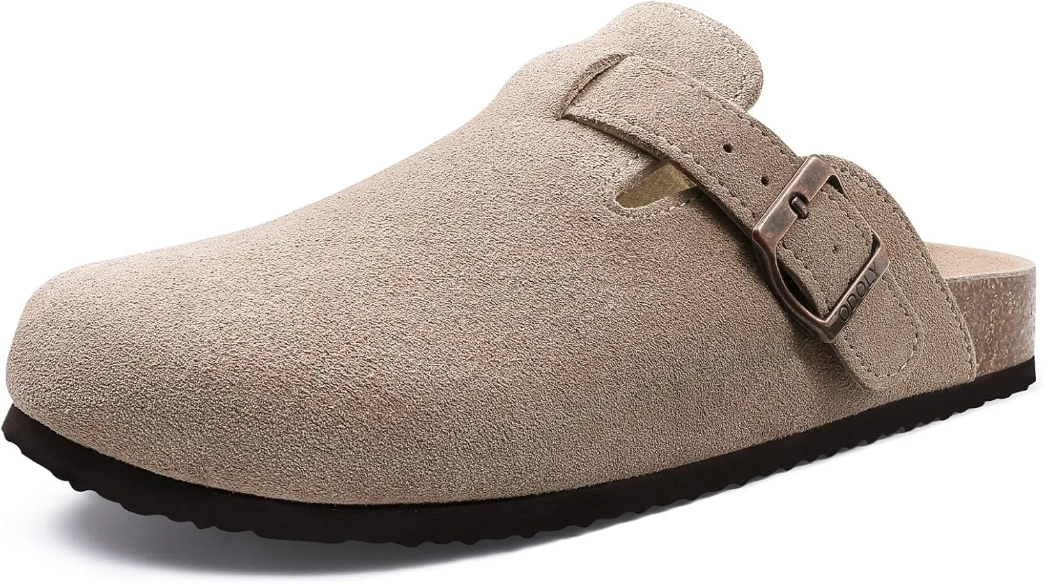 Genuine Suede Clogs for Women Men Soft Cork Footbed Leather Mules Comfort Potato Shoes with Arch Support