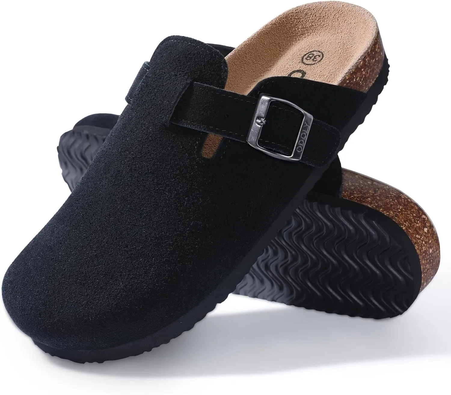 Genuine Suede Clogs for Women Men Soft Cork Footbed Leather Mules Comfort Potato Shoes with Arch Support