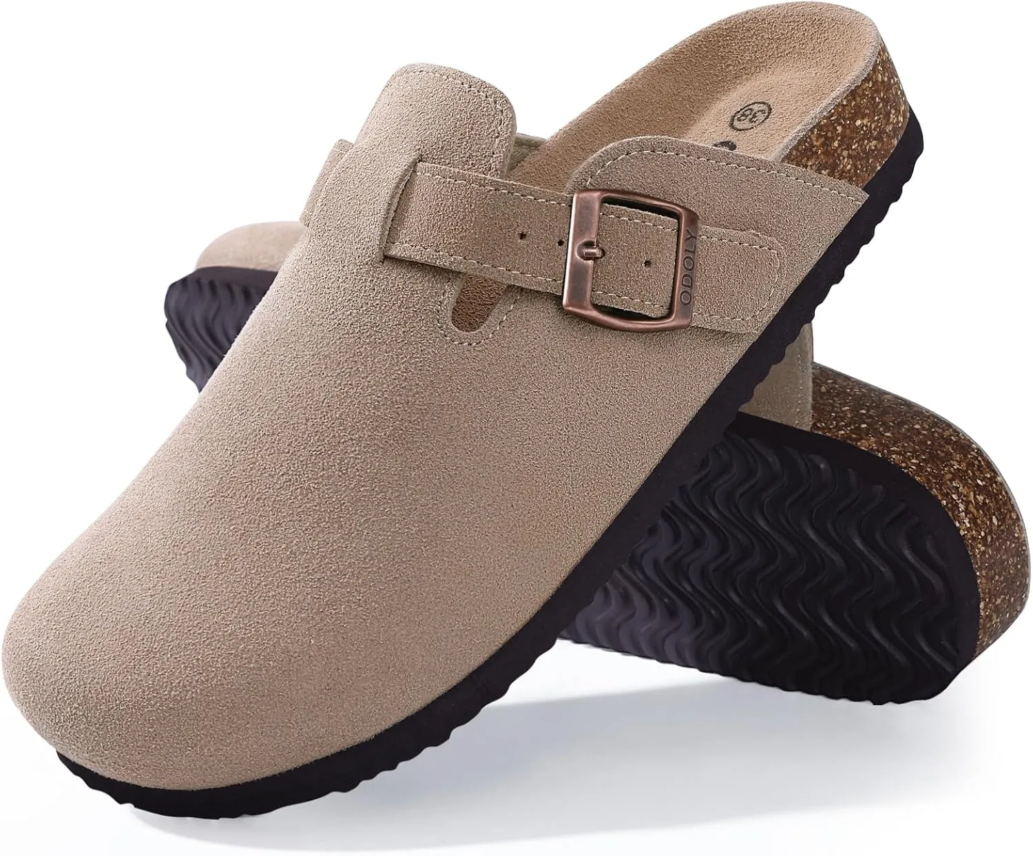 Genuine Suede Clogs for Women Men Soft Cork Footbed Leather Mules Comfort Potato Shoes with Arch Support