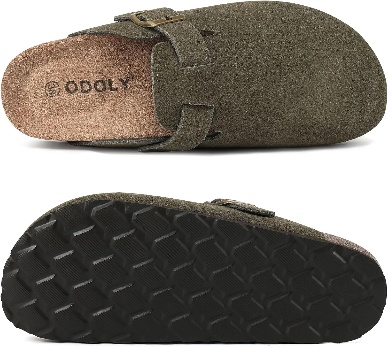 Genuine Suede Clogs for Women Men Soft Cork Footbed Leather Mules Comfort Potato Shoes with Arch Support