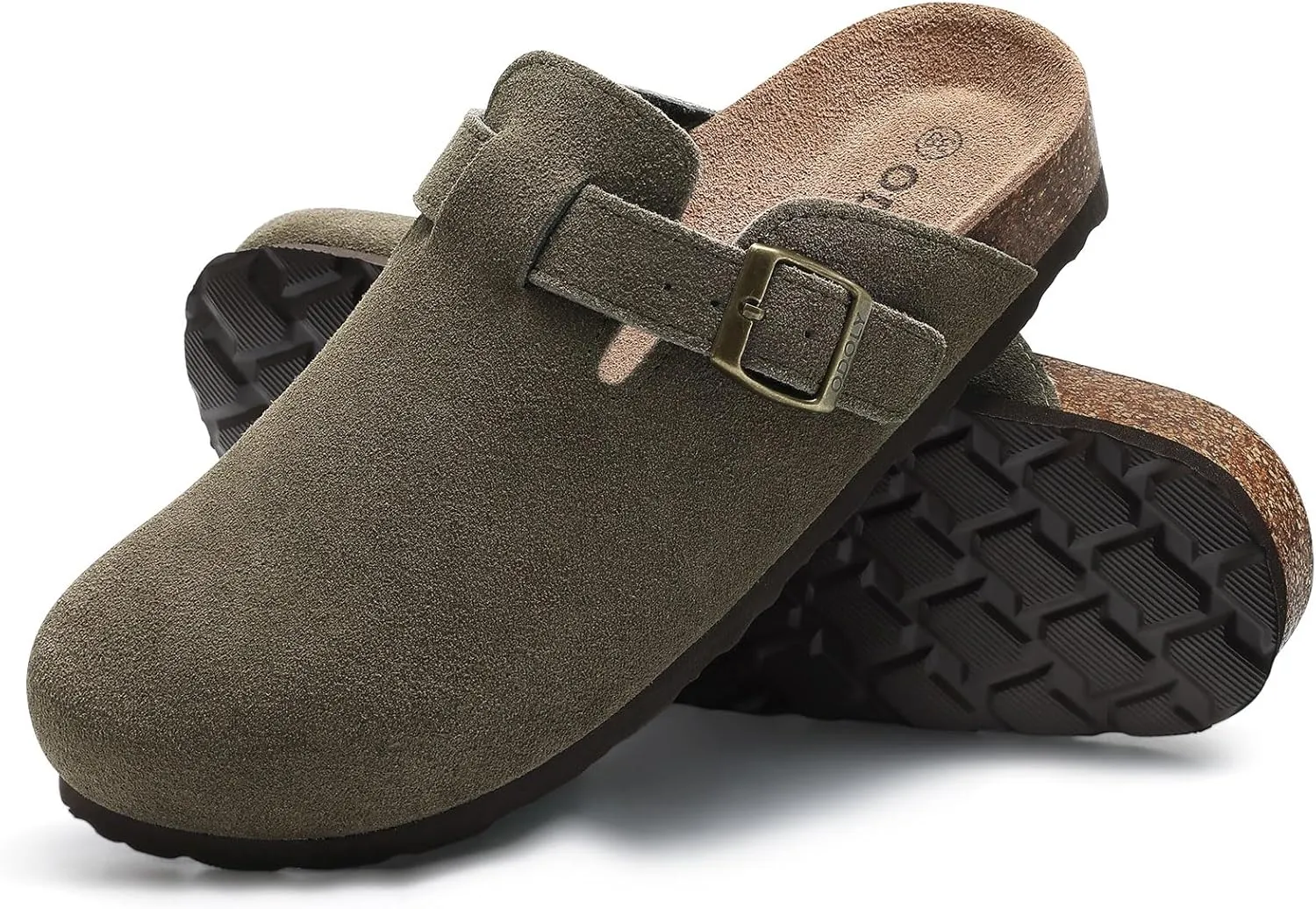 Genuine Suede Clogs for Women Men Soft Cork Footbed Leather Mules Comfort Potato Shoes with Arch Support