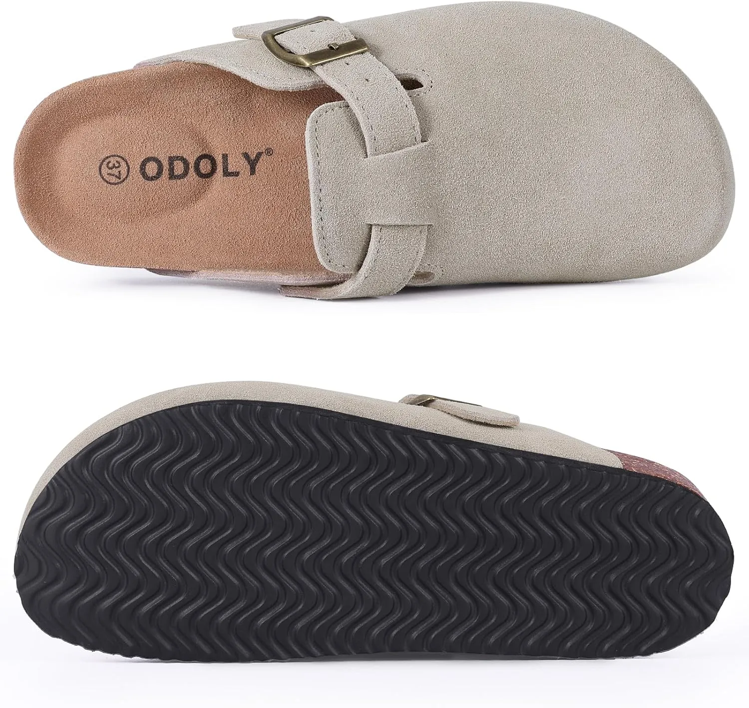 Genuine Suede Clogs for Women Men Soft Cork Footbed Leather Mules Comfort Potato Shoes with Arch Support