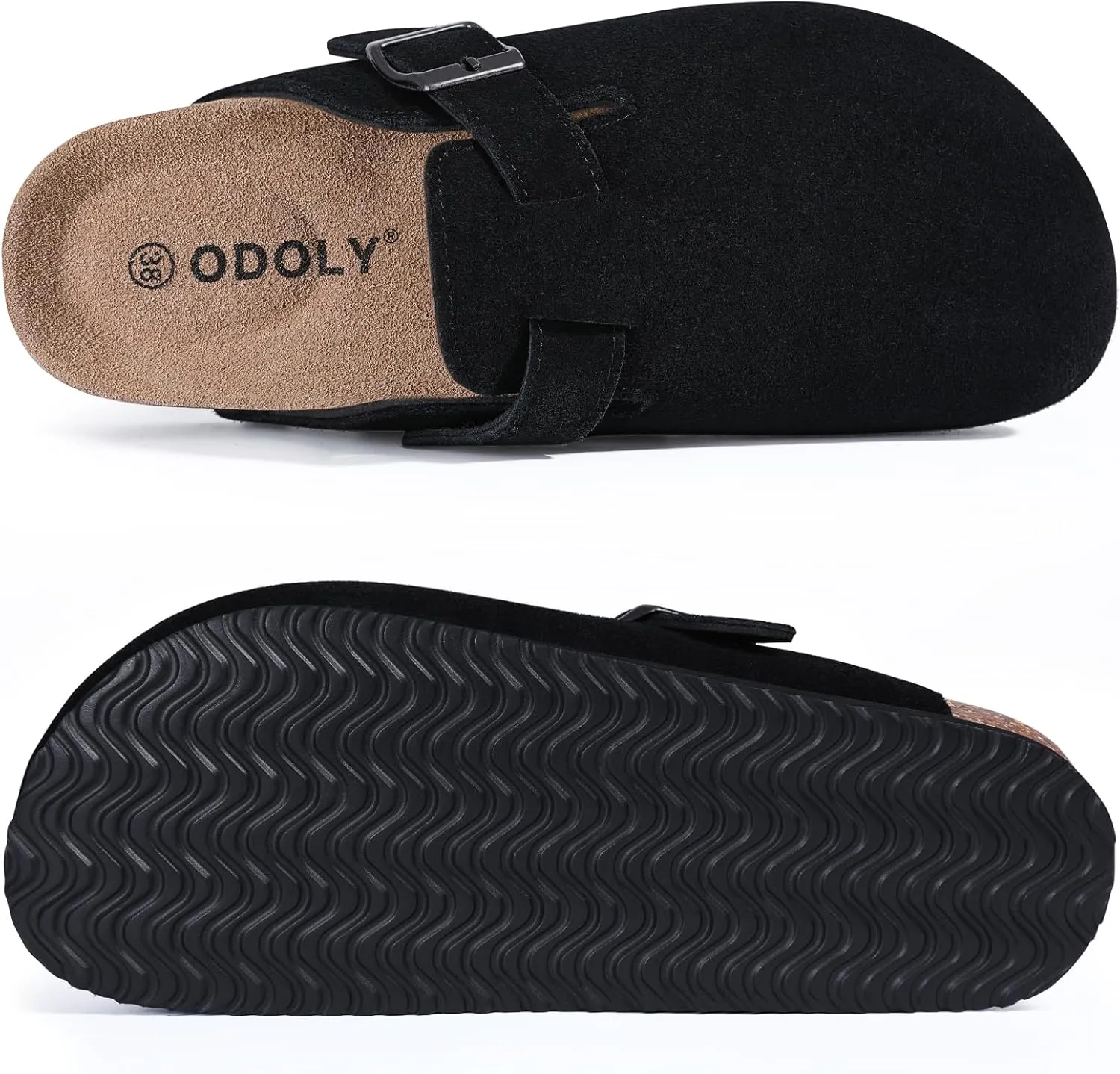 Genuine Suede Clogs for Women Men Soft Cork Footbed Leather Mules Comfort Potato Shoes with Arch Support