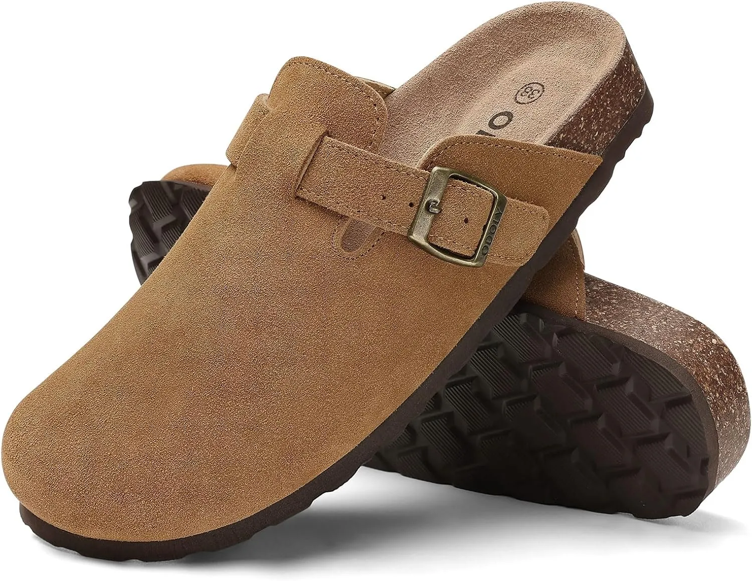 Genuine Suede Clogs for Women Men Soft Cork Footbed Leather Mules Comfort Potato Shoes with Arch Support