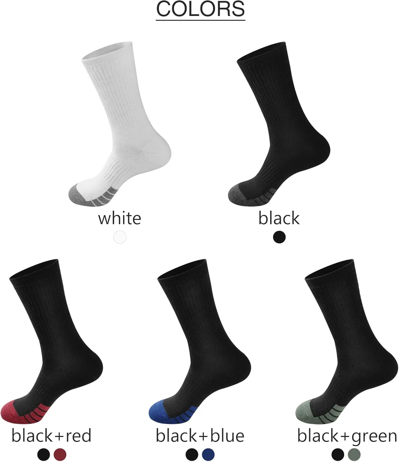 GKX Men's Cotton Athletic Socks – Moisture-Wicking, Cushioned Crew Socks for Work Boots, Sports & Outdoor – Heavy Duty
