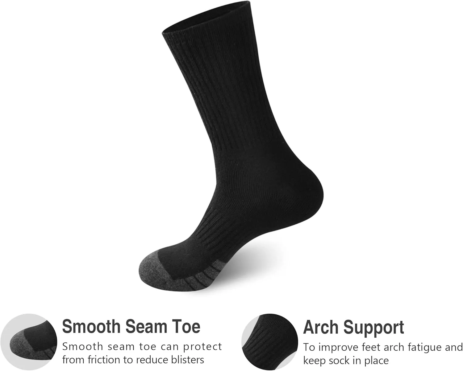 GKX Men's Cotton Athletic Socks – Moisture-Wicking, Cushioned Crew Socks for Work Boots, Sports & Outdoor – Heavy Duty