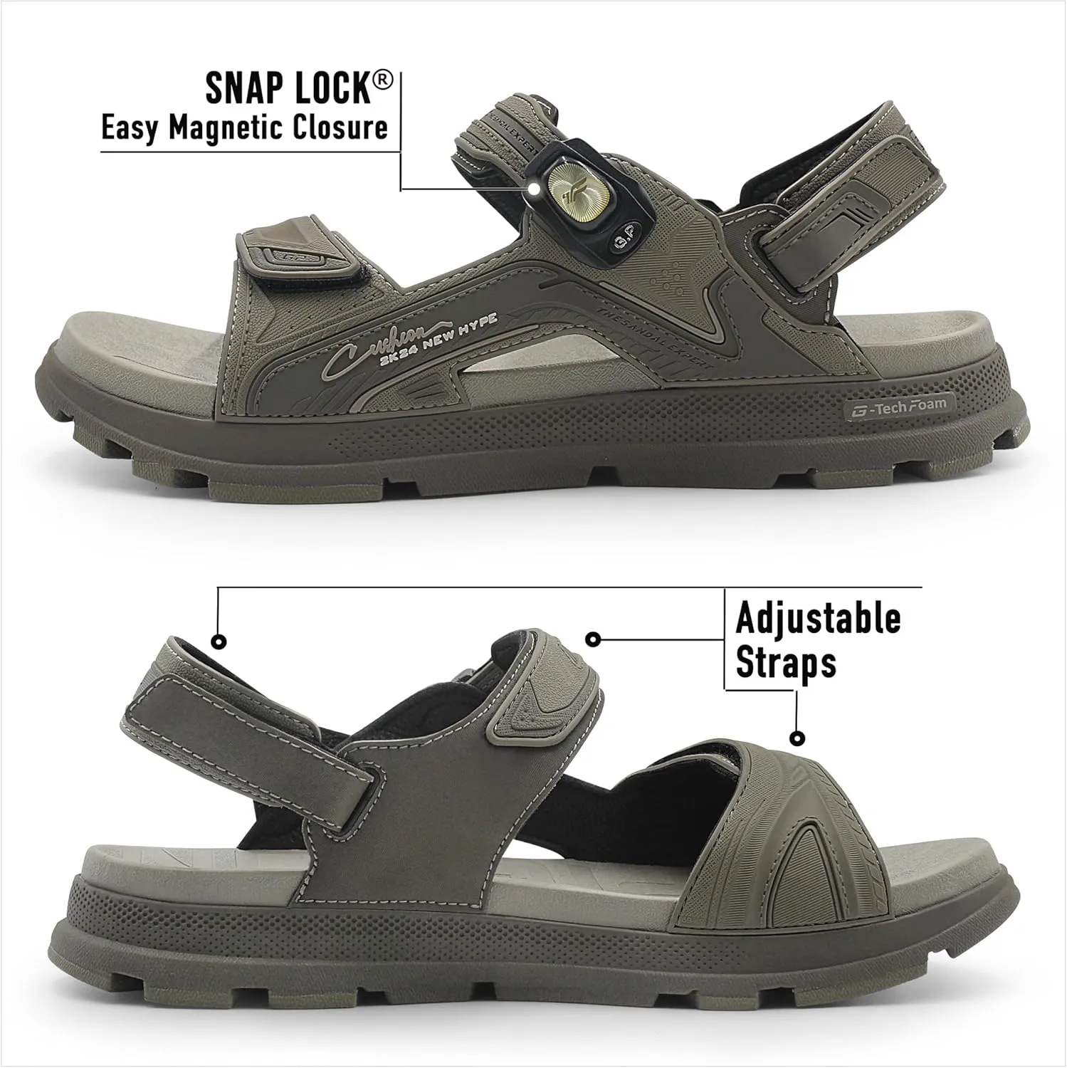 Gold Pigeon Shoes EVA Anti-Fatigue Thick Cushion Sandals Easy SNAP LOCK Closure
