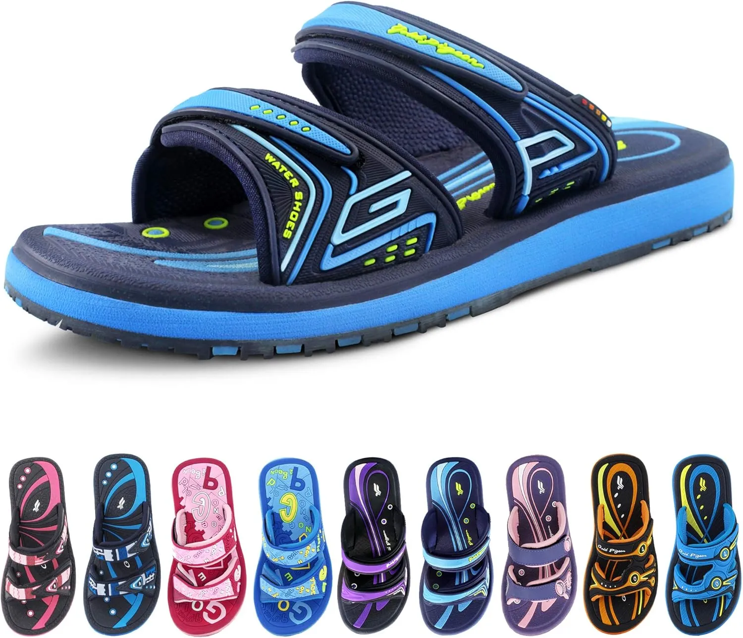Gold Pigeon Shoes KIDS Easy Snap Lock Outdoor/Water Sandals & Slides. Adjustable Straps