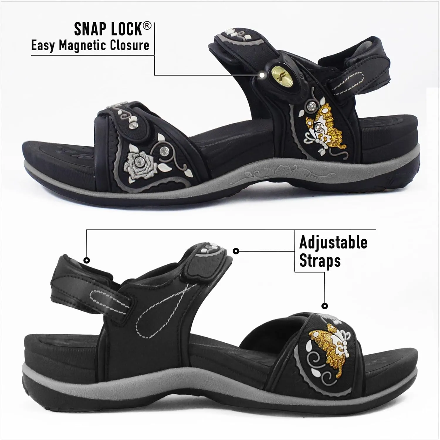 Gold Pigeon Shoes |SIGNATURE| Easy Snap Lock Comfort Ergonomic Walking Sandals for Women