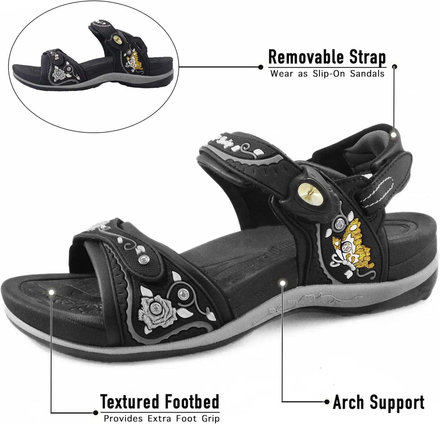 Gold Pigeon Shoes |SIGNATURE| Easy Snap Lock Comfort Ergonomic Walking Sandals for Women
