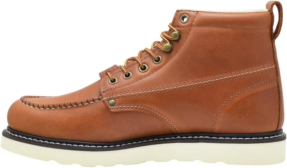 Golden Fox Steel Toe Work Boots Men's 6" Moc Toe Wedge Comfortable Boots for Construction