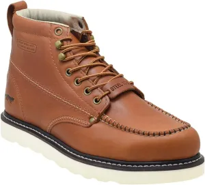 Golden Fox Steel Toe Work Boots Men's 6" Moc Toe Wedge Comfortable Boots for Construction