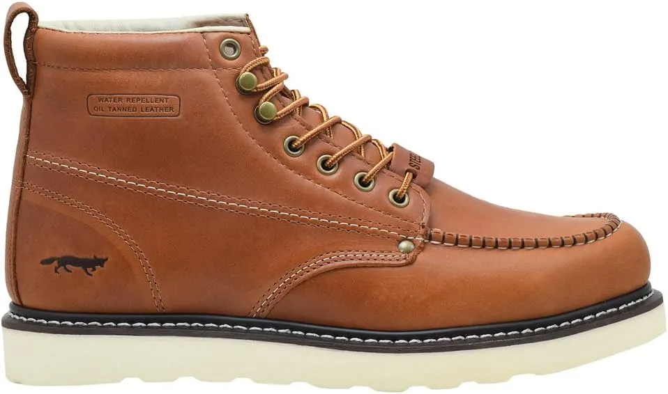 Golden Fox Steel Toe Work Boots Men's 6" Moc Toe Wedge Comfortable Boots for Construction