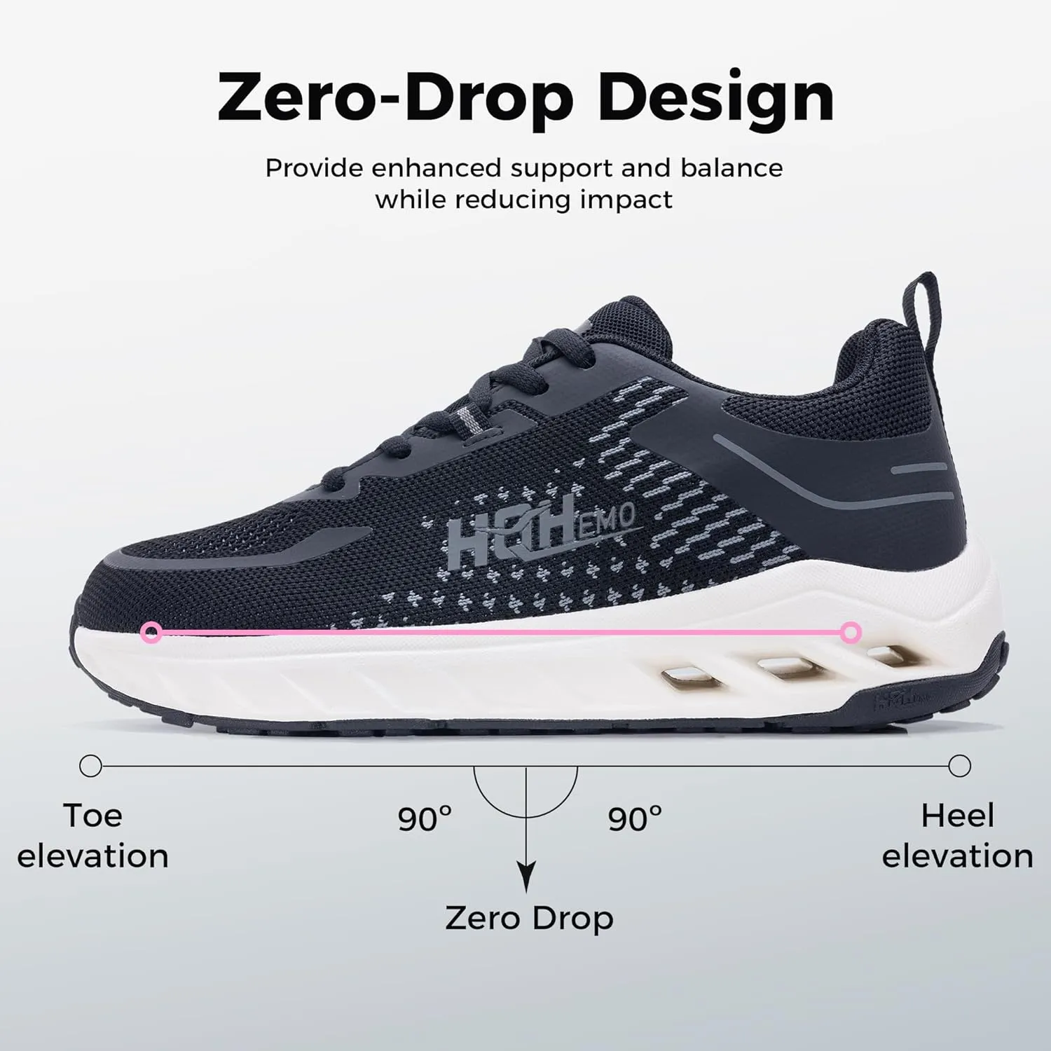 GOOBON Womens Wide Toe Box Walking Shoes with Arch Support Wide Width Tennis Running Sneakers Zero Drop Shoe