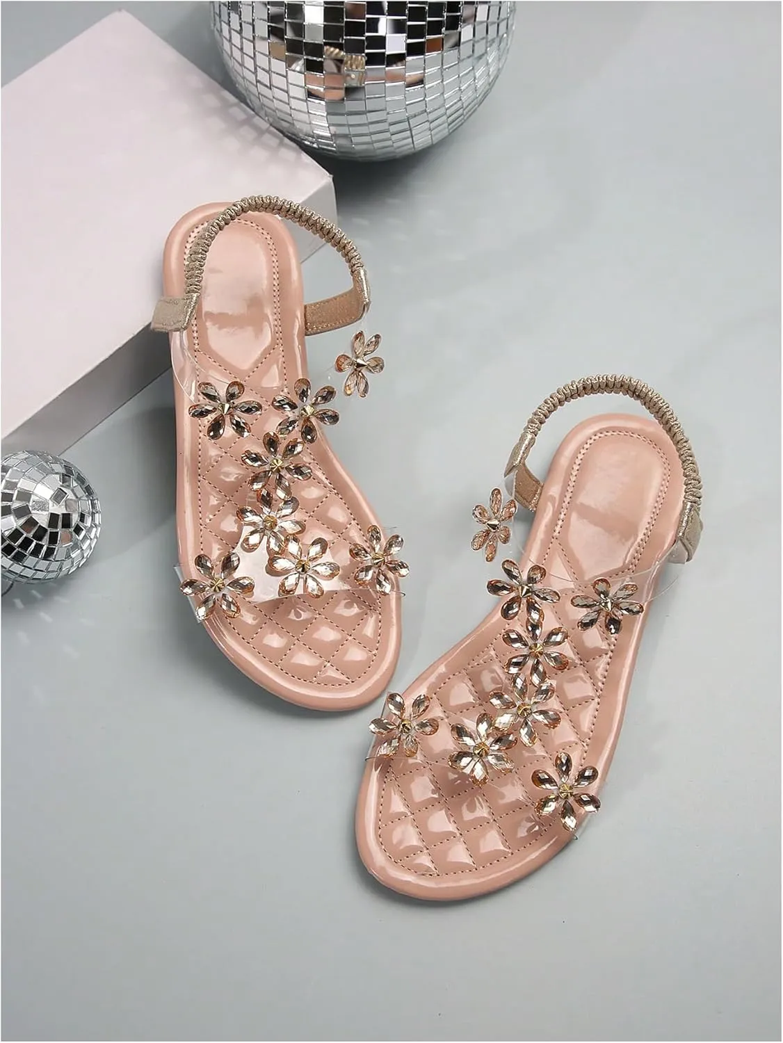 GORGLITTER Women's Clear Butterfly Ankle Strap Sandals Dressy Cute Strappy Wedding Vacation Bridal Flats Sandal 2025