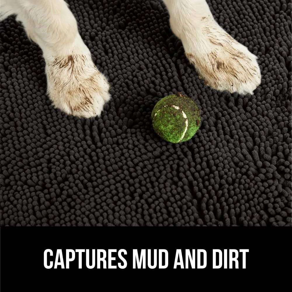 GORILLA GRIP Ultra Absorbent Grippy Doormat for Muddy Dog Paws, 48x30 Machine Washable Soakstopper Rugs Cleaner Floors, Bed Mat for Dirty Dogs, Indoor Entrance Door Rug Pet Bed Mats Black